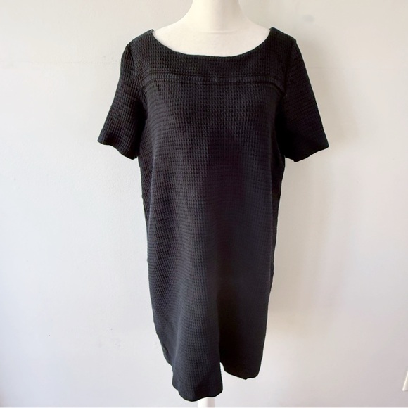 Eileen Fisher Women Waffle Knit Shift Dress Minimalist Classy Modest Mature